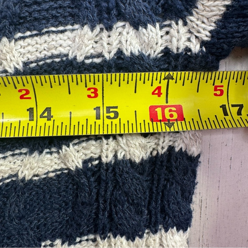 FatFace Striped Knit Hoodie Cardigan Navy White Size 8 Preppy Coastal Grandma - Picture 14 of 15